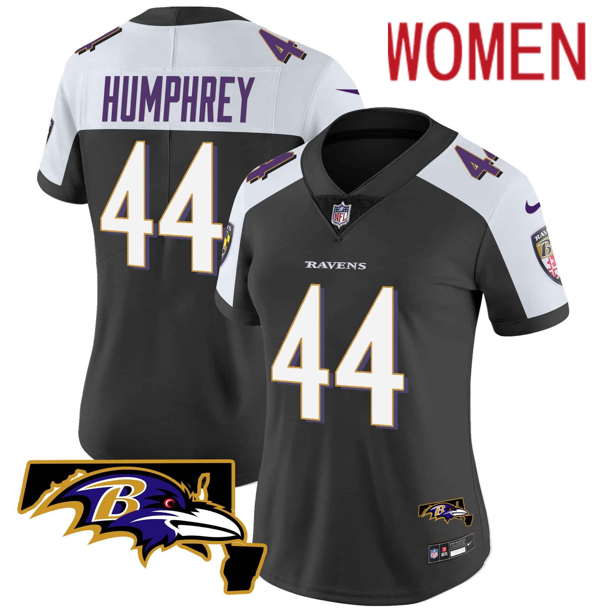 Women Baltimore Ravens #44 Humphrey Black 2024 Nike Maryland Patch Vapor Limited NFL Jersey->customized nfl jersey->Custom Jersey